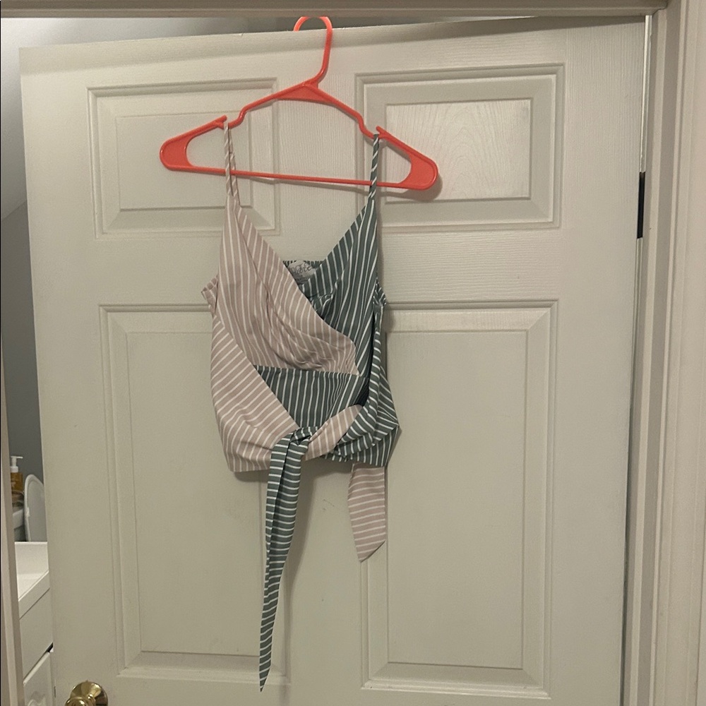 Anthropologie Green and Cream Striped Camisole